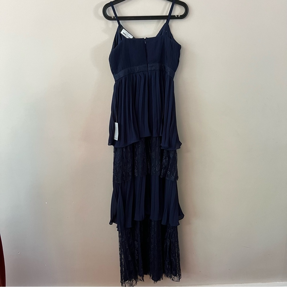 Lulu’s Date With a Daydream Pleated Lace Tiered Maxi Dress medium Navy blue - Picture 8 of 13